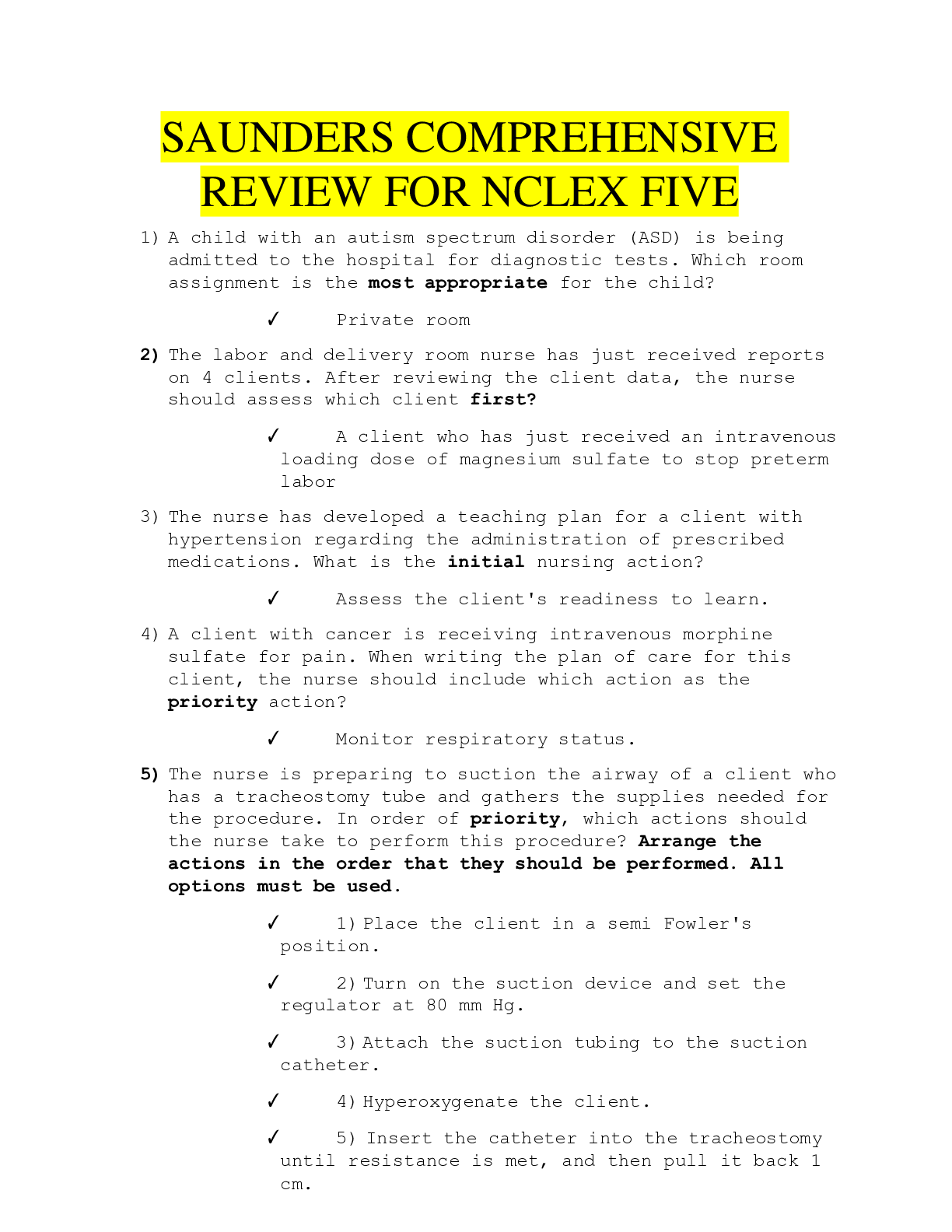 Preview image for NURSING Med Surg 2 | SAUNDERS COMPREHENSIVE REVIEW FOR NCLEX FIVE, 2021